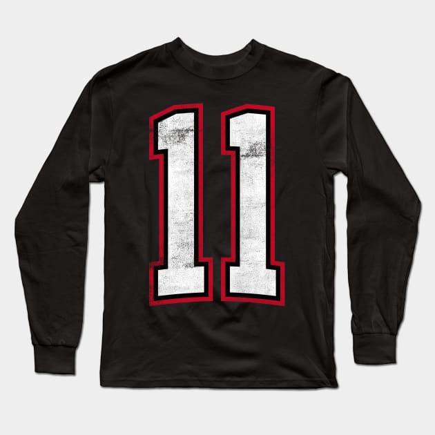 Number Eleven 11 Long Sleeve T-Shirt by cowyark rubbark